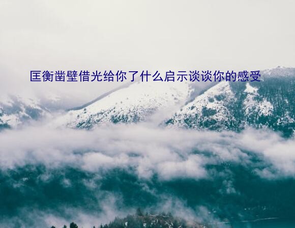 凿壁偷光的启示（匡衡凿壁借光给你了什么启示谈谈你的感受）