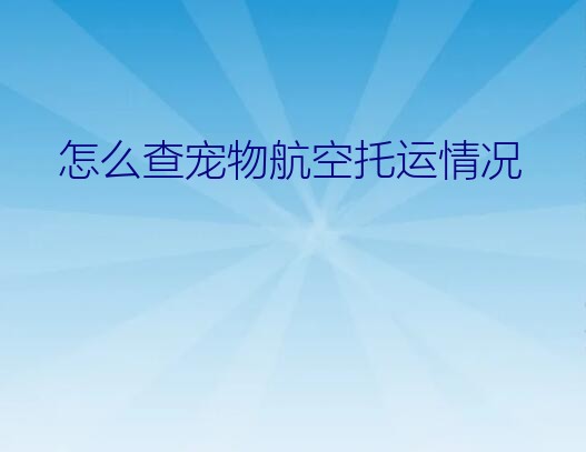 怎么查宠物航空托运情况