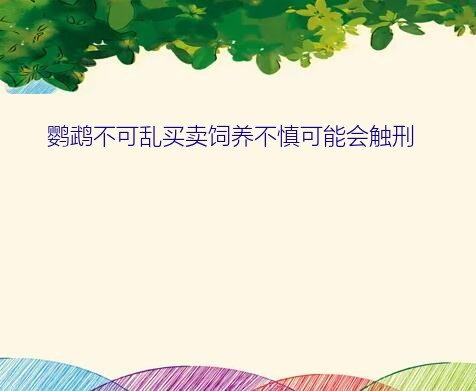 鹦鹉不可乱买卖饲养不慎可能会触刑？现在什么2D的网游好玩，收不收费都无所谓