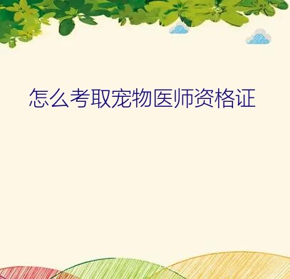 怎么考取宠物医师资格证