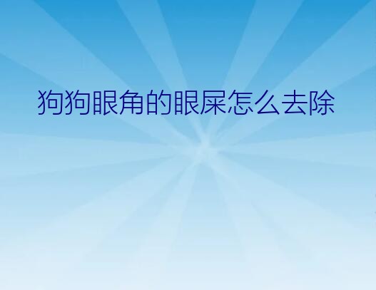 狗狗眼角的眼屎怎么去除